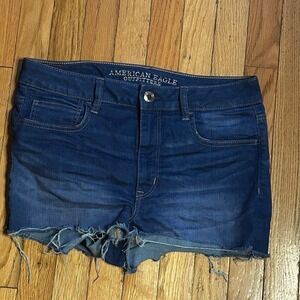American Eagle HIgh‎ Rise Shortie Denim Jean Shorts Size 12